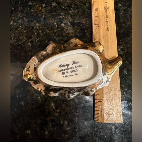 Vintage Holley Ross 22k Gold Splattered Leaf Dish - Picture 3 of 3